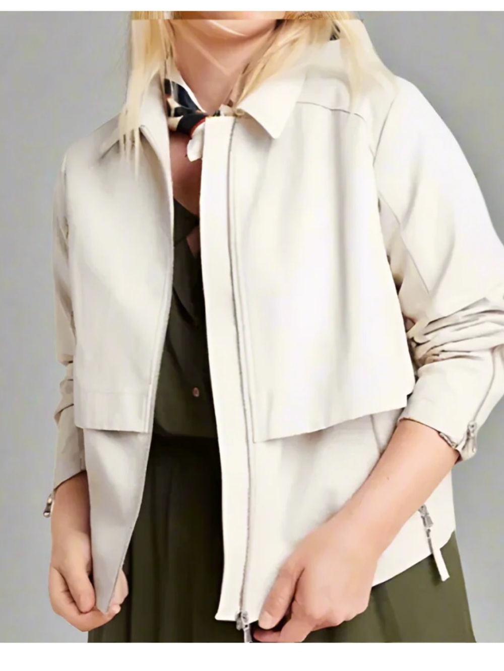 Anthropologie Cropped Anorak Jacket Faux Leather Zip Up XSP